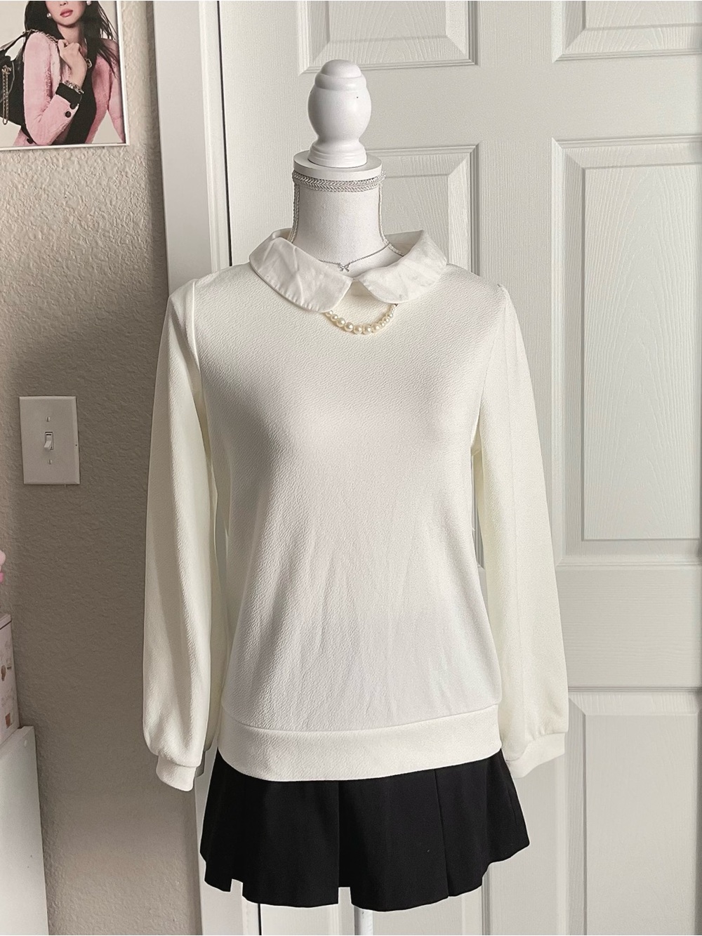 Classic White Peter Pan Collar Sweater - Japan
